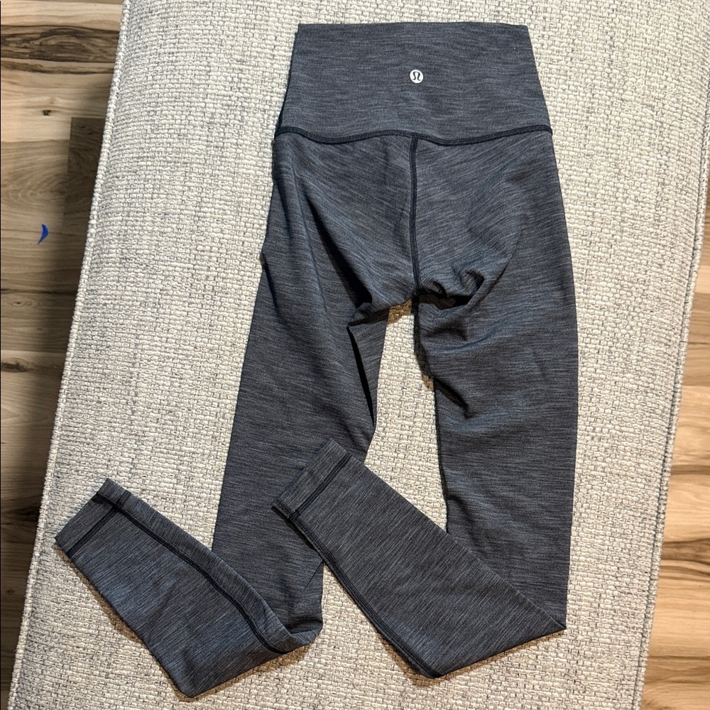 Lululemon Wunder Under High-Rise 28” Brushed Heathered Gray/Black sz 0 - Picture 2 of 5